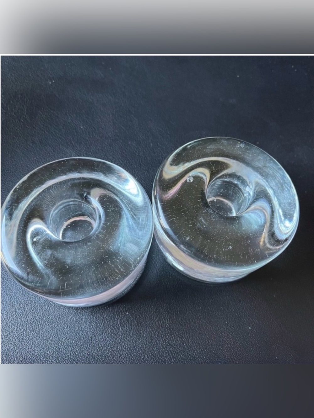 Glass Heavy Taper Candle Holders Puck Style